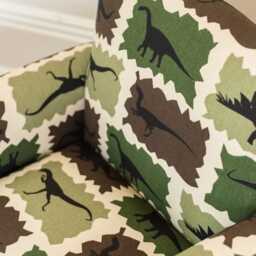 Personalized Child's Upholstered Rocking Chair/Chair - Dinosaurs Green/Brown - thumbnail 3