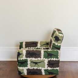Personalized Child's Upholstered Rocking Chair/Chair - Dinosaurs Green/Brown - thumbnail 2