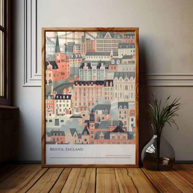 Bristol Cityscape Poster UK Travel Art, England Decor - image 1