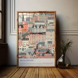 Bristol Cityscape Poster UK Travel Art, England Decor - thumbnail 1