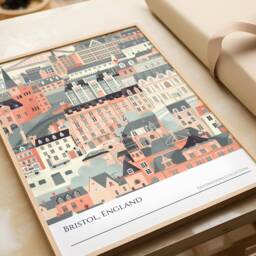 Bristol Cityscape Poster UK Travel Art, England Decor - thumbnail 3
