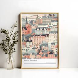 Bristol Cityscape Poster UK Travel Art, England Decor - thumbnail 2