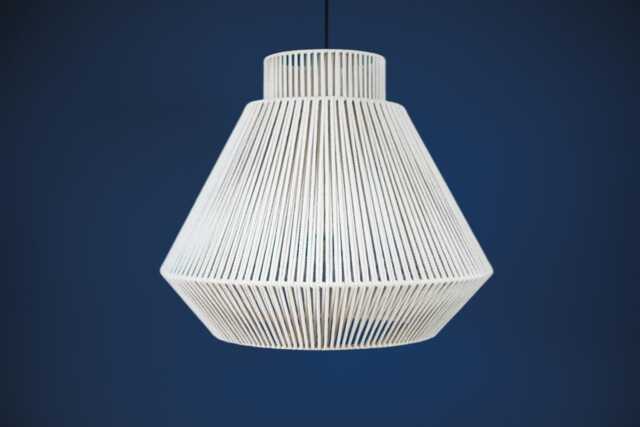 Modern Woven Pendant Light, Handmade Beige Chandelier, Scandinavian Ceiling Lamp, Japandi Hanging Light Fixture - image 1