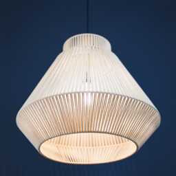 Modern Woven Pendant Light, Handmade Beige Chandelier, Scandinavian Ceiling Lamp, Japandi Hanging Light Fixture - thumbnail 4