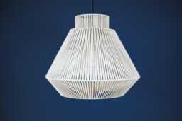 Modern Woven Pendant Light, Handmade Beige Chandelier, Scandinavian Ceiling Lamp, Japandi Hanging Light Fixture - thumbnail 1