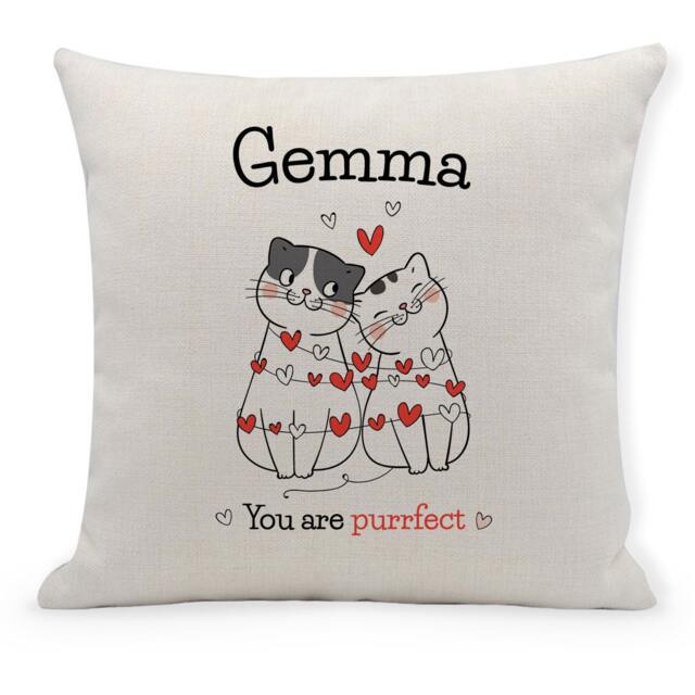 Personalised Valentines Cushion, You Are Purrfect, Cat Lovers, Cushion Cover, Pillow, Home Decor, Furnishings - image 1