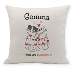Personalised Valentines Cushion, You Are Purrfect, Cat Lovers, Cushion Cover, Pillow, Home Decor, Furnishings - thumbnail 1