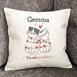 Personalised Valentines Cushion, You Are Purrfect, Cat Lovers, Cushion Cover, Pillow, Home Decor, Furnishings - thumbnail 2