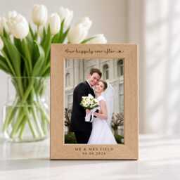 Our Happily Ever After Wedding Frame, Personalised Photo Engraved Gift, Custom Couple Keepsake, Anniversary Gift - thumbnail 1