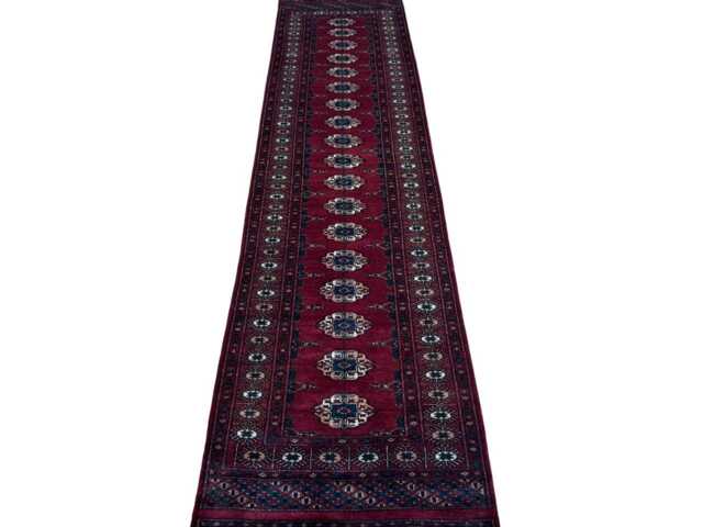 2.6x10 Red Color Bokhara Rug - Runner Hallway Luxury Long Fine Quality Green Afghan - image 1