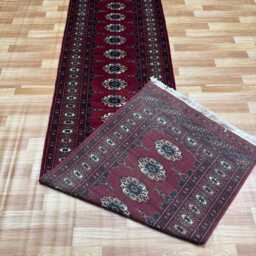 2.6x10 Red Color Bokhara Rug - Runner Hallway Luxury Long Fine Quality Green Afghan - thumbnail 4