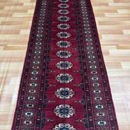 2.6x10 Red Color Bokhara Rug - Runner Hallway Luxury Long Fine Quality Green Afghan - thumbnail 3
