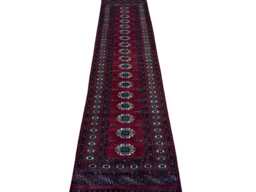 2.6x10 Red Color Bokhara Rug - Runner Hallway Luxury Long Fine Quality Green Afghan - thumbnail 1