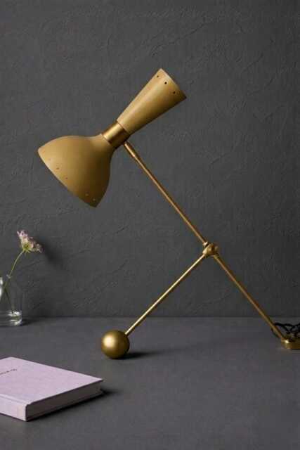 1950S Modern Mid Century Adjustable Brass Double Cone Shade Best Desk Lamp For Student Studying, Office Useful Luxury Table Decor - image 1