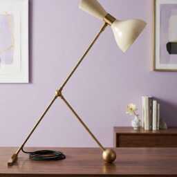 1950S Modern Mid Century Adjustable Brass Double Cone Shade Best Desk Lamp For Student Studying, Office Useful Luxury Table Decor - thumbnail 3