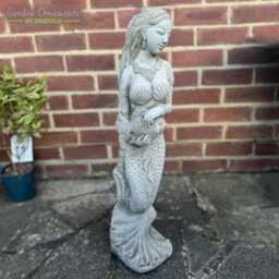 Hand-Cast Stone Mermaid Water Fountain - English Garden Ornament - thumbnail 2