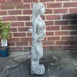 Hand-Cast Stone Mermaid Water Fountain - English Garden Ornament - thumbnail 3