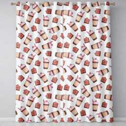 Cute Chocolate Strawberry Milkshake Cream Background Seamless Pattern Readymade Eyelet Ring Top Thermal 100% Blackout Curtains - thumbnail 2
