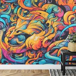 Colorful Graffiti Art Print Wallpaper Mural, Kids Room Decor, Peel & Stick - thumbnail 3