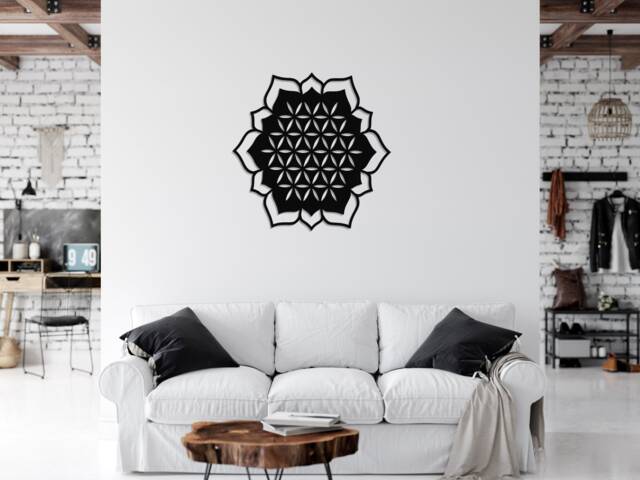 3D Stylish Wood Wall Art Decor, Flower Of Life, Openwork Ornament Picture, Living Room, Decorative Wooden Panel, Gift Idea - image 1