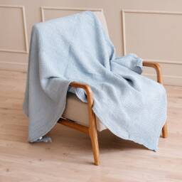 Linen Cotton Waffle Blanket Soft Breathable Throw, Queen Bedspread - 53 X 81 Inches - thumbnail 4