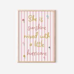 She Is Sunshine Mixed With A Little Hurricane Pink Striped Wall Print For Girls Bedroom, Nursery Or Playroom - thumbnail 2