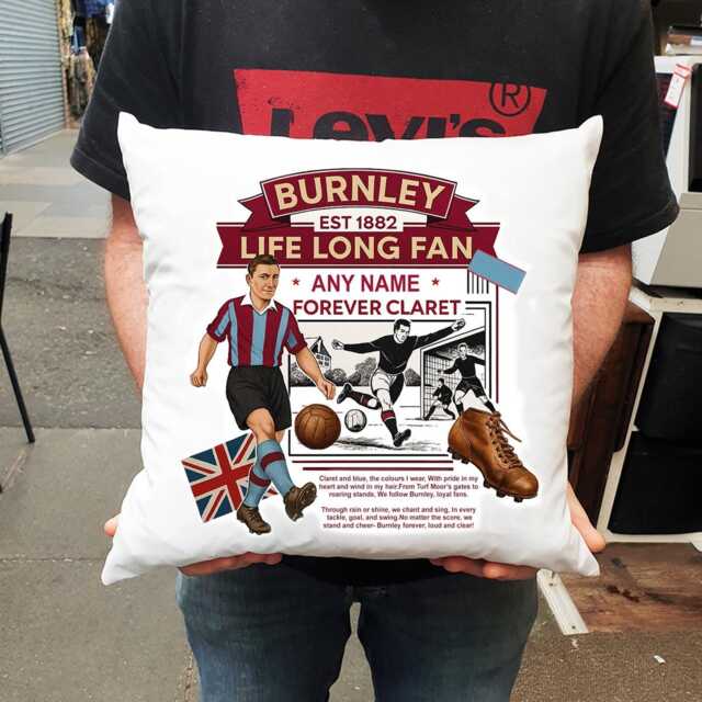 Personalised Retro Burnley Fc Cushion. With Any Name. Football Fan Cushion Football Design - image 1