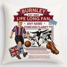 Personalised Retro Burnley Fc Cushion. With Any Name. Football Fan Cushion Football Design - thumbnail 2