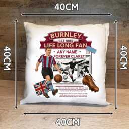 Personalised Retro Burnley Fc Cushion. With Any Name. Football Fan Cushion Football Design - thumbnail 3