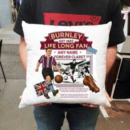 Personalised Retro Burnley Fc Cushion. With Any Name. Football Fan Cushion Football Design - thumbnail 1