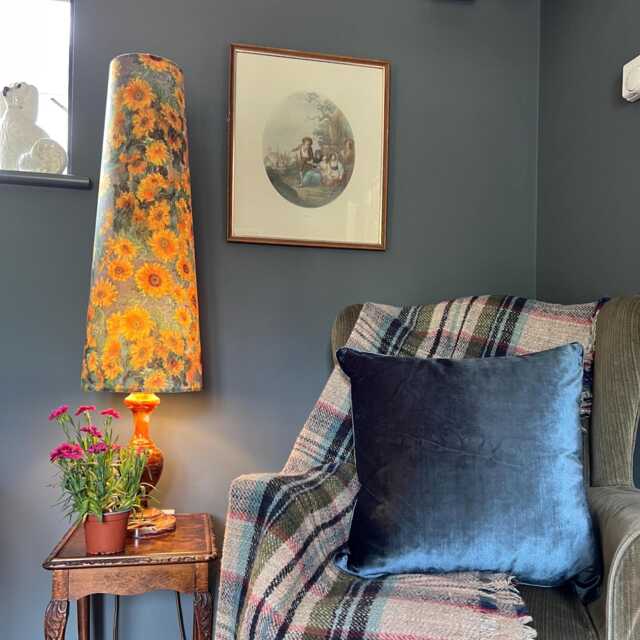 Van Gogh Inspired Sunflowers Velvet Cone Lampshade, Extra Tall Lampshade - image 1