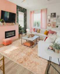 Moroccan Rug Berber Shag Large Area - Peach Pink Wool Carpet Warm Neutral Modern Living Room Decor Sandstone - thumbnail 1
