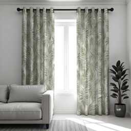 Tropical Green Leaf Curtains, Botanical Window Drapes, Jungle Print Panels, Custom Size Eyelet Or Rod Pocket, Living Room Decor - thumbnail 2