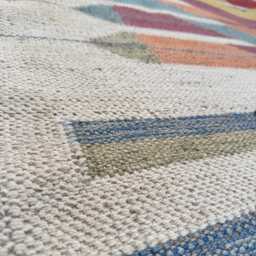Handmade Swedish Kilim Rug, Geometric Scandinavian Wool, Custom Size - thumbnail 3