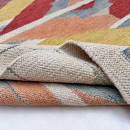 Handmade Swedish Kilim Rug, Geometric Scandinavian Wool, Custom Size - thumbnail 2