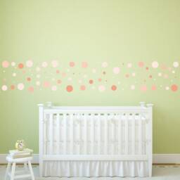 136 Wall Sticker Set Of Dots Salmon 96 Pieces - thumbnail 3