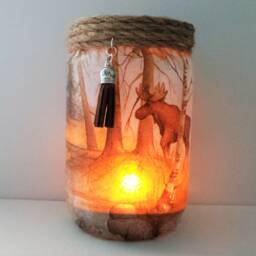 Upcycled Reindeer Jar Light Rustic Woodland Decor - thumbnail 4