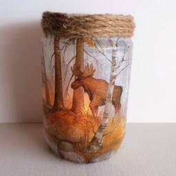 Upcycled Reindeer Jar Light Rustic Woodland Decor - thumbnail 3