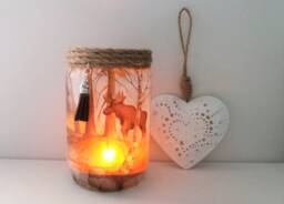 Upcycled Reindeer Jar Light Rustic Woodland Decor
