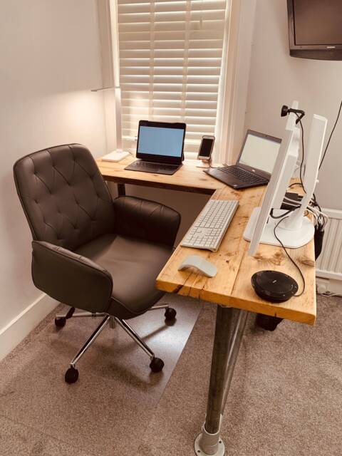 Corner Office Desk - Two Board, Custom Made Reclaimed Scaffold Boards Tubes, Rustic Desk, Industrial Look Nd - The Lordswood - image 1