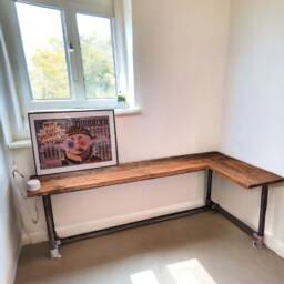 Corner Office Desk - Two Board, Custom Made Reclaimed Scaffold Boards Tubes, Rustic Desk, Industrial Look Nd - The Lordswood - thumbnail 3