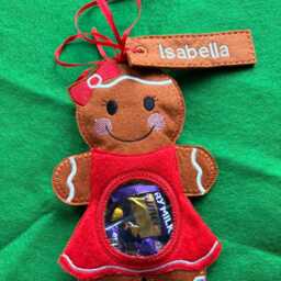 Gingerbread Treat Bag, Boy, Girl, Robin Gift, Christmas Eve Box, Stocking Filler, Sweet Pouch, Xmas Treats, Tree Decoration - thumbnail 2