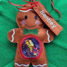 Gingerbread Treat Bag, Boy, Girl, Robin Gift, Christmas Eve Box, Stocking Filler, Sweet Pouch, Xmas Treats, Tree Decoration - thumbnail 3