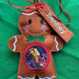 Gingerbread Treat Bag, Boy, Girl, Robin Gift, Christmas Eve Box, Stocking Filler, Sweet Pouch, Xmas Treats, Tree Decoration - thumbnail 4