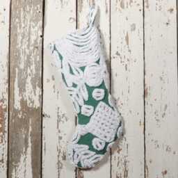 Green & White - Lush & Fluffy Vintage Chenille Christmas Stocking Flower - thumbnail 3
