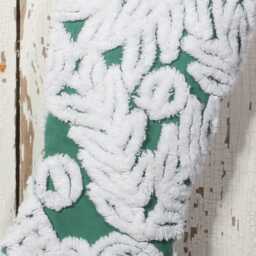Green & White - Lush & Fluffy Vintage Chenille Christmas Stocking Flower - thumbnail 2