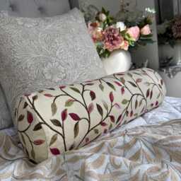 Handmade Leaf Bolster Cushion - Voyage Cervino Fabric, Modern Decor - thumbnail 4
