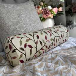 Handmade Leaf Bolster Cushion - Voyage Cervino Fabric, Modern Decor