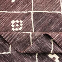 "7x10 Area Rug, Brown Shaded Maroonish Large Rug, Brown Dhurrie Rug, Size 6'9""x9'11" - thumbnail 2