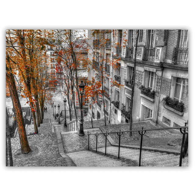 stairs To Montmartre, Paris Canvas Wall Art - 48x32 - image 1